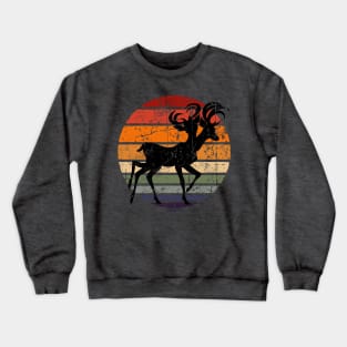 Mutated Deer Retro Sunset (Distressed Version) Crewneck Sweatshirt